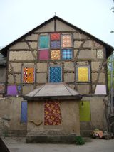 "Leuchthaus", house, fabric, lightinstallation, Katharina Kretzschmar, Dresden, artwork